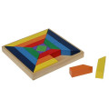 Caixa de madeira do enigma dos blocos geométricos